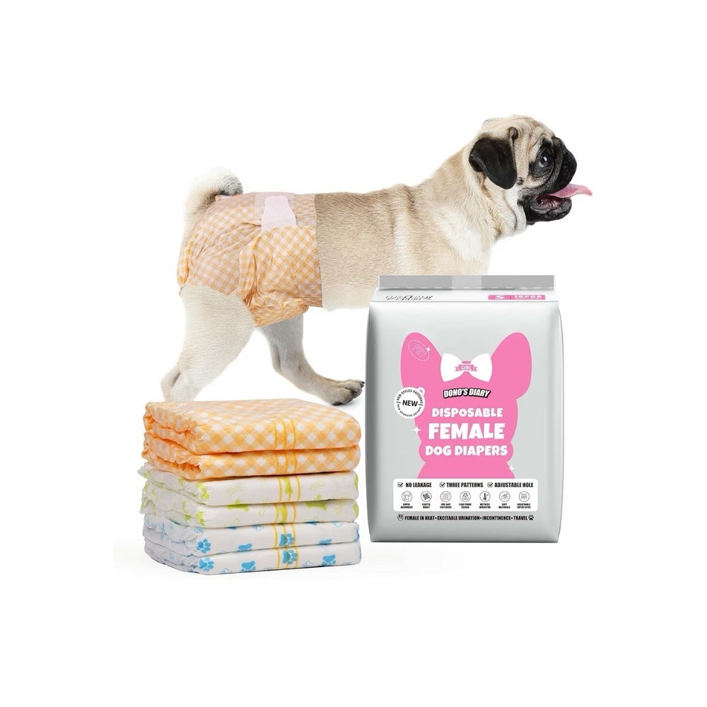Donos Disposable Female Pet Diapers Size Small (6-11 lb) 3 Patterns 10 Pack NEW